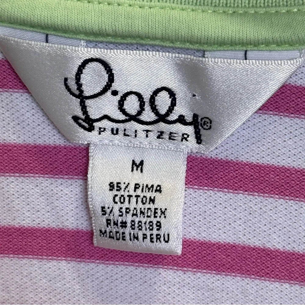 Lilly Pulitzer Vintage White Label Sleevless Striped Polo Shirt Sz M - Picture 6 of 8